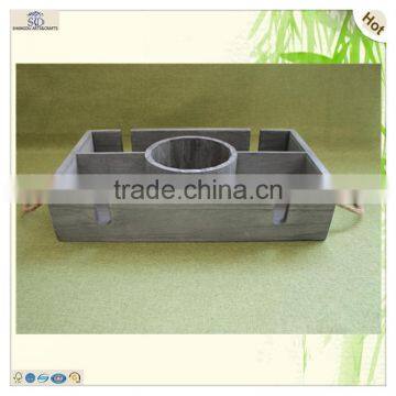 Great Quality Antique Grids Round Hole Compartment Wooden Tray photo-2