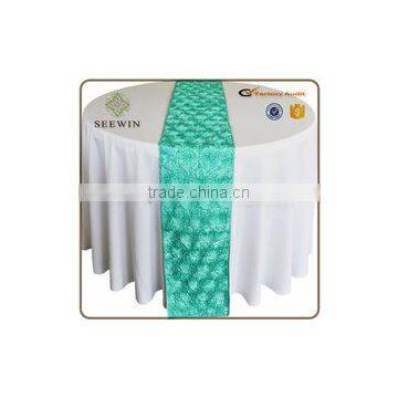 12x108 Fashionable Satin Rosette Table Runner for Wedding Deco and Home Use photo-2