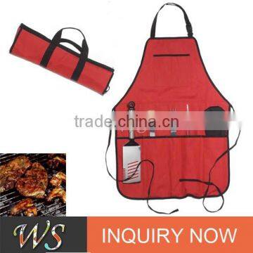 WS-BQ01 Outdoor stainless steel grill bbq tool set with apron portable bag