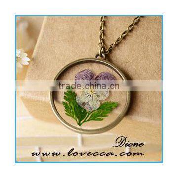 Charming Jewelry Styles Round Shape Real Dried Flower Pendant Necklace photo-5
