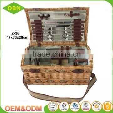 China factory custom cheap wholesale personalized luxury 4 - 6 person willow woven wicker picnic basket set