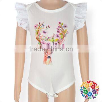 Wholesale Boutique Clothing Kids Body Suits Flutter Sleeve Summer White Baby Leotards Romper Kids Bodysuit photo-3