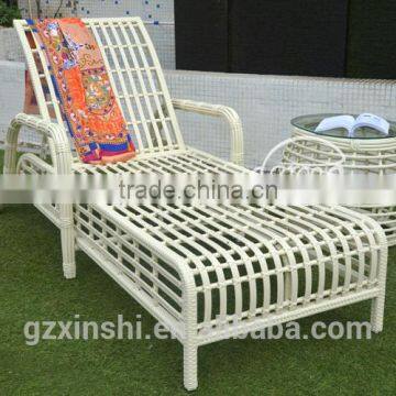 Height adjustable outdoor rattan lounge sun bed Chaise lounge DR-5198