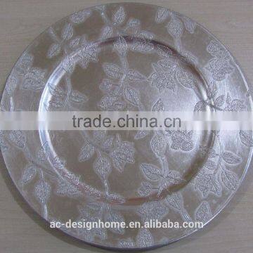 SILVER FOIL PP PLASTIC CHARGER PLATE