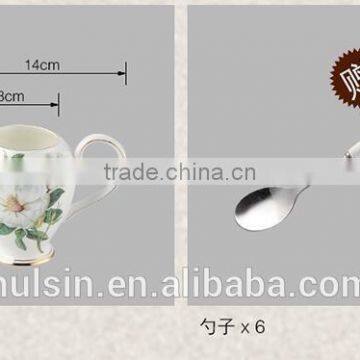 Set of 15pcs Bone China Flowers Design Coffee Set photo-6