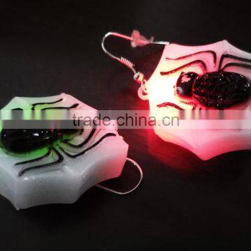 Blinking flashing halloween spider pumpkin pedant light up plastic delicate earrings