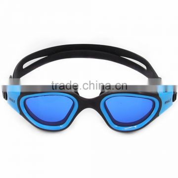 2015 New Panoramic Silicone Adult Swimming Goggles with Blue Mirrored lens (MM-7203)