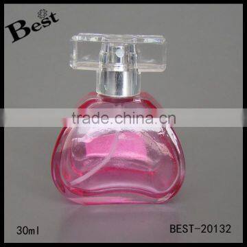 cosmetic perfume hot products popular fancy translucent pink mold bottle 30 ml glass silver metal pump spray china suppliers