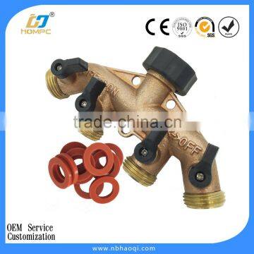 Heavy Duty Brass 4 Way Garden Hose Shut Off Connector