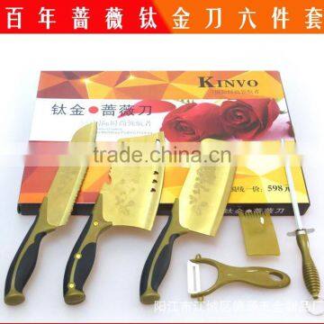 Cheap Good Quality 6pcs Gold Kitchen Knife Set photo-3
