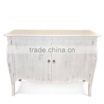 Buffet Console Bombay 2 Door White Distressed Mahogany Wood Furniture photo-4