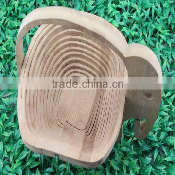 natural foldable elephant shape bamboo fruit basket