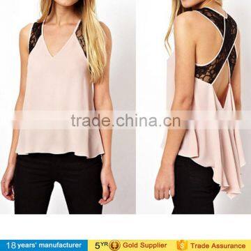 2015 sexy ladies Summer women low price sleeveless backless cami spaghettie strap shirts Chiffon Tank Tops blouse