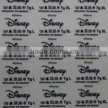 eco-friendly DISNEY heat transfer label/heat transfer care label/heat transfer wash label/tagless label