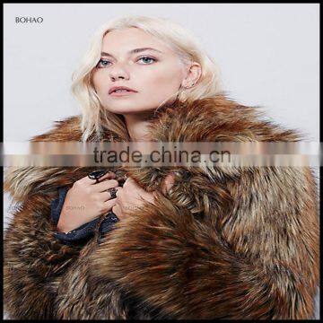 European Style Winter Brown Designer Brand Name Fur Winter Coat photo-4