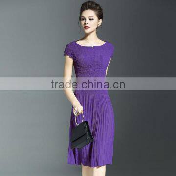 Wholesale free size bodice plicated long dress for lady