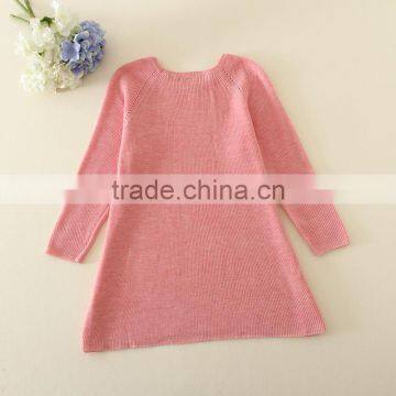 Kids CNY Sweater Dresses, Black Knitting Girl's Sweater, Round Collar Long Sleeve Valentine's Day Sweater Dress photo-3