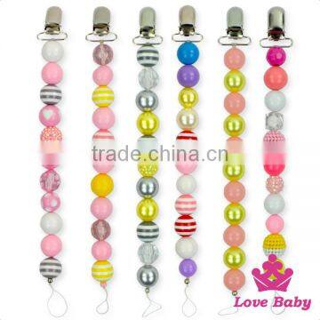 8NZ441-2 Lovebaby Wholesale Colorful Plastic Candy Chunky Ball Colorful Bling Pearl Pacifier Clip photo-3
