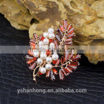 Natural Pearl Inlay Zircon Stone Titanium Steel Drop Snowflake Enamel Glaze Brooch photo-3