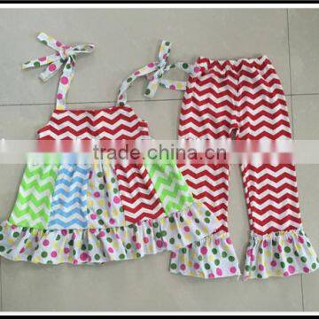 2016 Easter Outfits Girls Polka Dots and Chevron Dress and Pants Cute Easter Clothing Toddle Girls Outfits Hot Sale Spring Sets photo-4