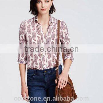 Fashion Elegant Mature Long Sleeve Floral Print Blouse for Middle Aged Women photo-2