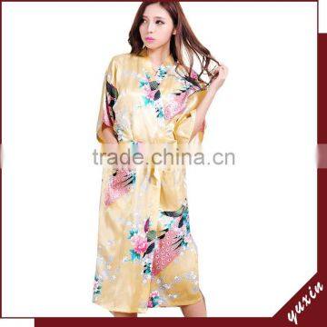 Bridal silk bath robe Custom made women robe Long Nightgown 0609008