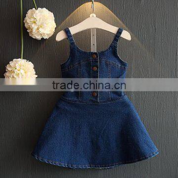 Factory price sleeveless children girl vest slip dress baby girl jean vest dress