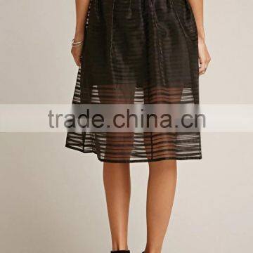 2017 Guangzhou Shandao Summer Oem Service New Design Fashion Black Net Women A-line Midi Skirt photo-3