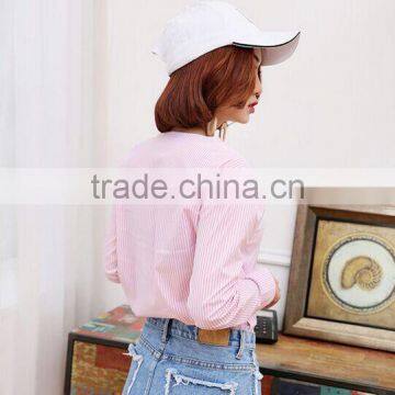 2017 Summer Hot Sale Fashion Style Stripe Women Cool Cotton Shirt Top photo-3