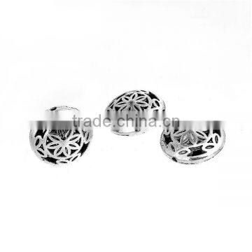 Zinc Based Alloy Spacer Beads Round Antique Silver Hollow