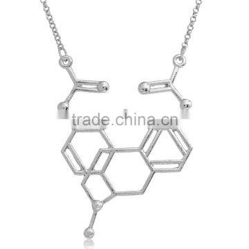 New Fashion Silver Tone Long Link Cable Chain Molecule Chemistry Science Sweater Necklace