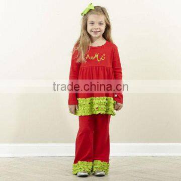 new coming plain icing ruffle fall boutique clothes sets