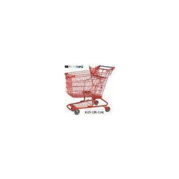 Red Powder Coating Small Metal Shopping Carts For Seniors / Grocery Shopping Trolley