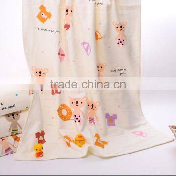 100% cotton printed baby bath towel, hight quality reactive printed gauze towels baby swaddle , china supplier