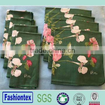 China fancy flower printed 100 cotton restaurant fabric dinner napkins