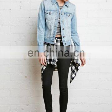China Factory Supply Long Sleeve Classic Denim Jacket Women Cheap Wholesale photo-5
