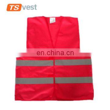 Promotional environment friendly red highlight reflective line safety vest