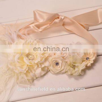 Ivory Peony Flower Sash Flower Sash Belt Maternity Sash