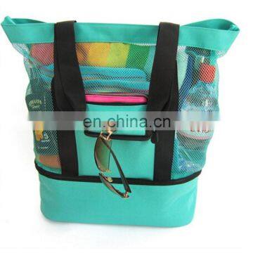 Blue Mesh Beach Tote Insulated Picnic Cooler