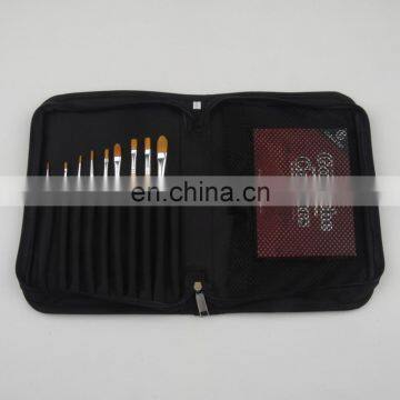 Nylon Case 9pcs Short Handle Nylon Brush and 6 x22ml Gouache Colour Painting Set