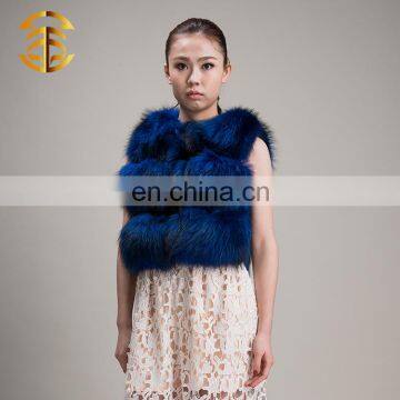 Wholesale European Style Royal Blue New Real Raccoon Fur Sleeveless Vest