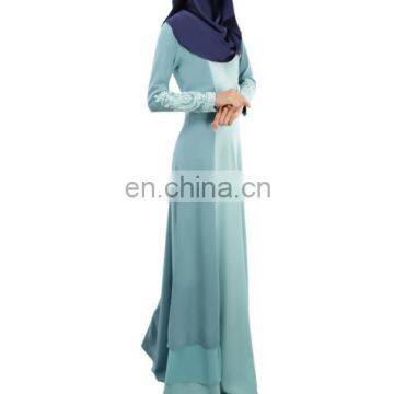 Plus Size Malaysia Dubai Arab Lace Sleeve Kaftan Abaya Muslim Long Maxi Dress