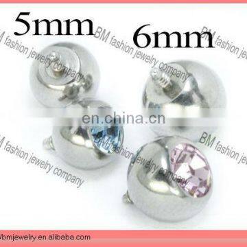 colored crystal balls in stainless steel dermal anchors accessories body jewelry