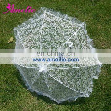 New White Frame Lace Wedding Umbrella