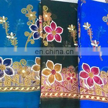 gold print sarees very popular in malaysia