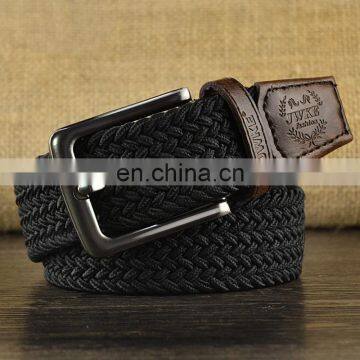 BET9 Hot sale black fashion alloy buckle fabric ribbon elastic webbing belt