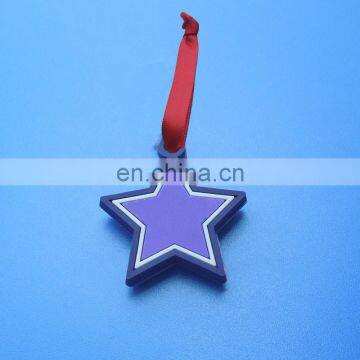 small metal jewerly rubber pvc star shaped charm for Christmas decoration