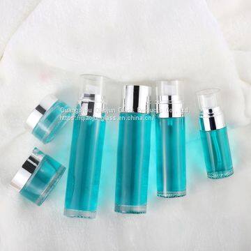 Fashionable 120Ml 80Ml Green Round Cosmetic Bottle And Lotion Jar Set