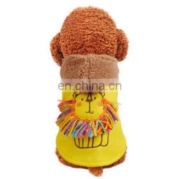 Pet Dog Simba Lion King Puppy Yellow Hoodie Woolen Cloth Clothes Tassel photo-2