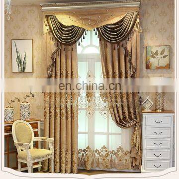 luxury european style grommet embroidered blackout curtain with valance